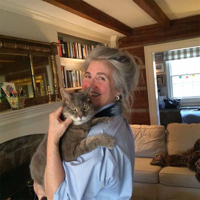A picture of Betsy Brantley with her cat.